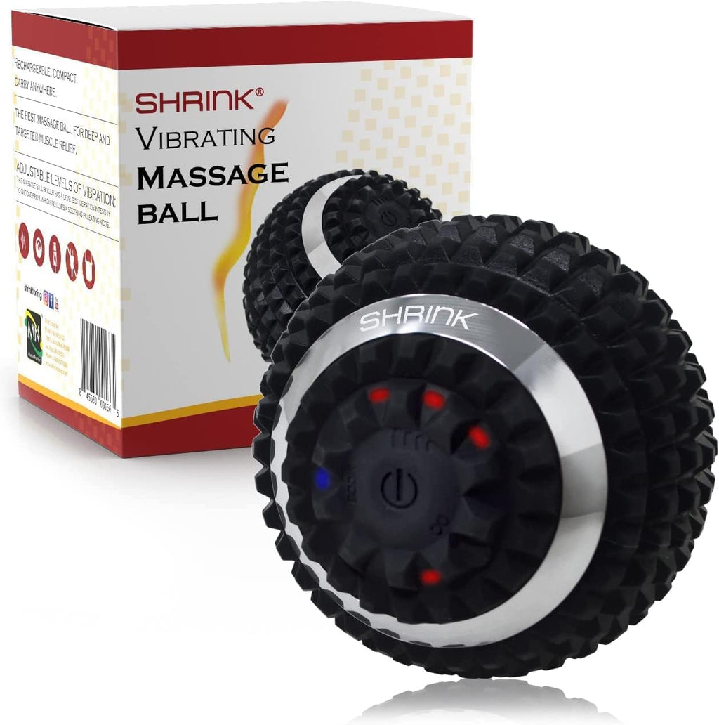 shrink Vibrating Massage Ball with 4-Speeds - Deep Tissue Trigger Point Massage Ball for Relieving Muscle Pain and Tension - Myofascial and Hip Flexor Release Tool for Physical Therapy