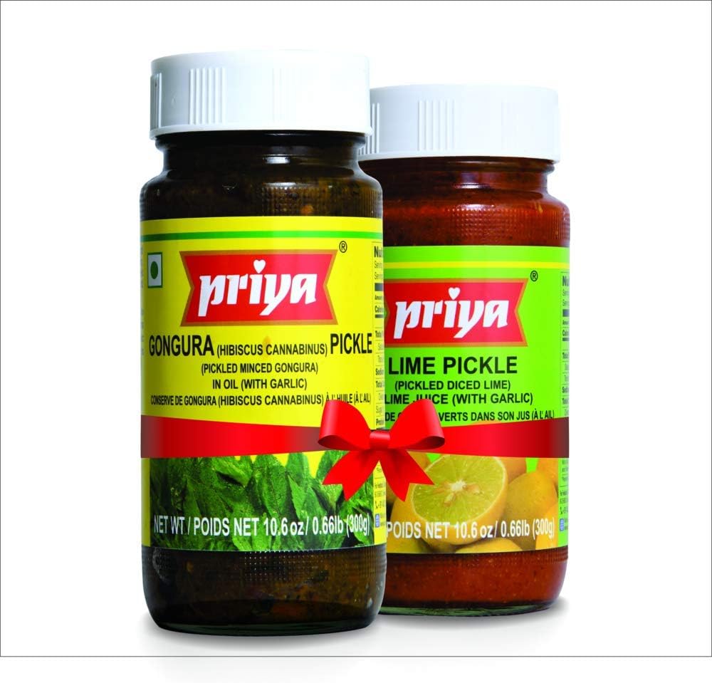 Priya Pickle Combo Pack - Gongura & Lime (2 x 300 gm)