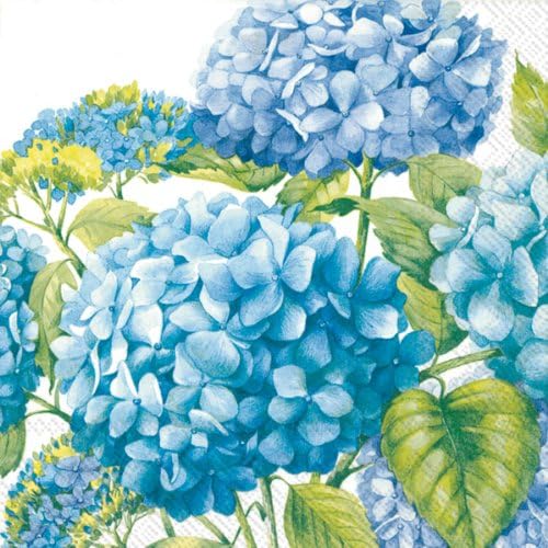 Ideal Home Range 20-Count 3-Ply Paper Cocktail Napkins, Blue Sea of Pink Blossoms, 5 x 5 inches
