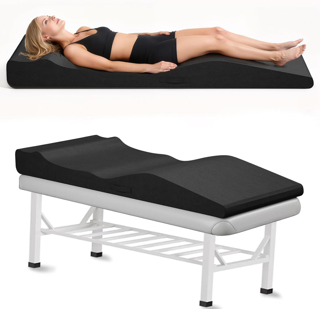 Ergonomic Lash Bed Topper, High-Density Foam Massage Table Topper with Plush Removable Cover, Non-Slip Massage Table Pad for Salon, Spa, Facial,Lash Extension Beds, 71"x28" (Black)