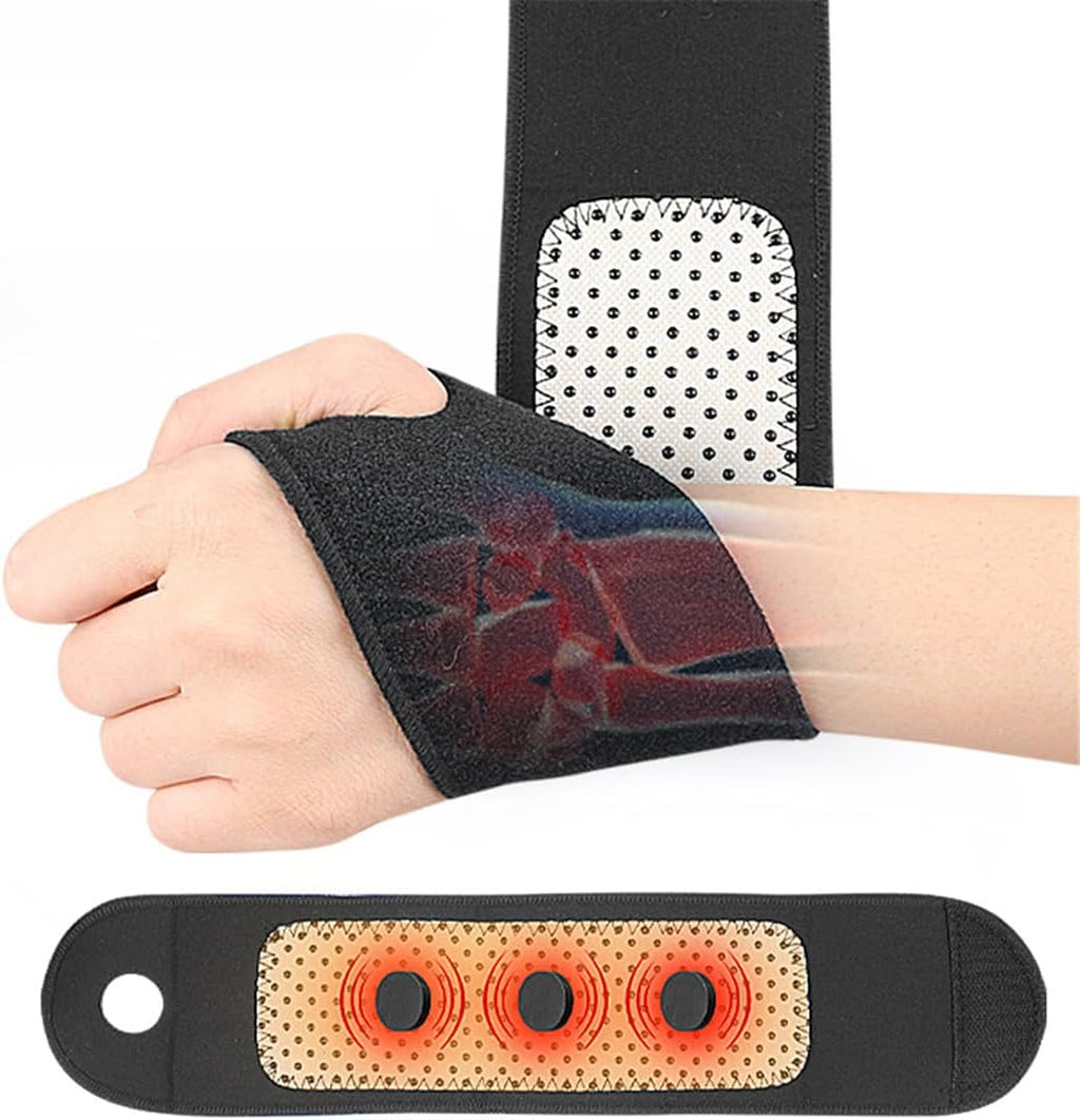 Wrist Brace, 1 Pair Magnetic Wrist Compression Wrap Braces for Men Women, Adjustable Wrist Support Wraps Wrist Straps Bands for Fitness Weightlifting, Carpal Tunnel, Arthritis, Tendonitis, Pain Relief