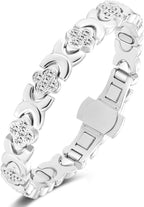 Jecanori 5X Strength Magnetic Copper Bracelet for Women Ellipse Magnets Pure Copper Magnetic Bracelet Premium Butterfly Clasp & Adjustable Length Four-Leaf Clover Health Bracelets