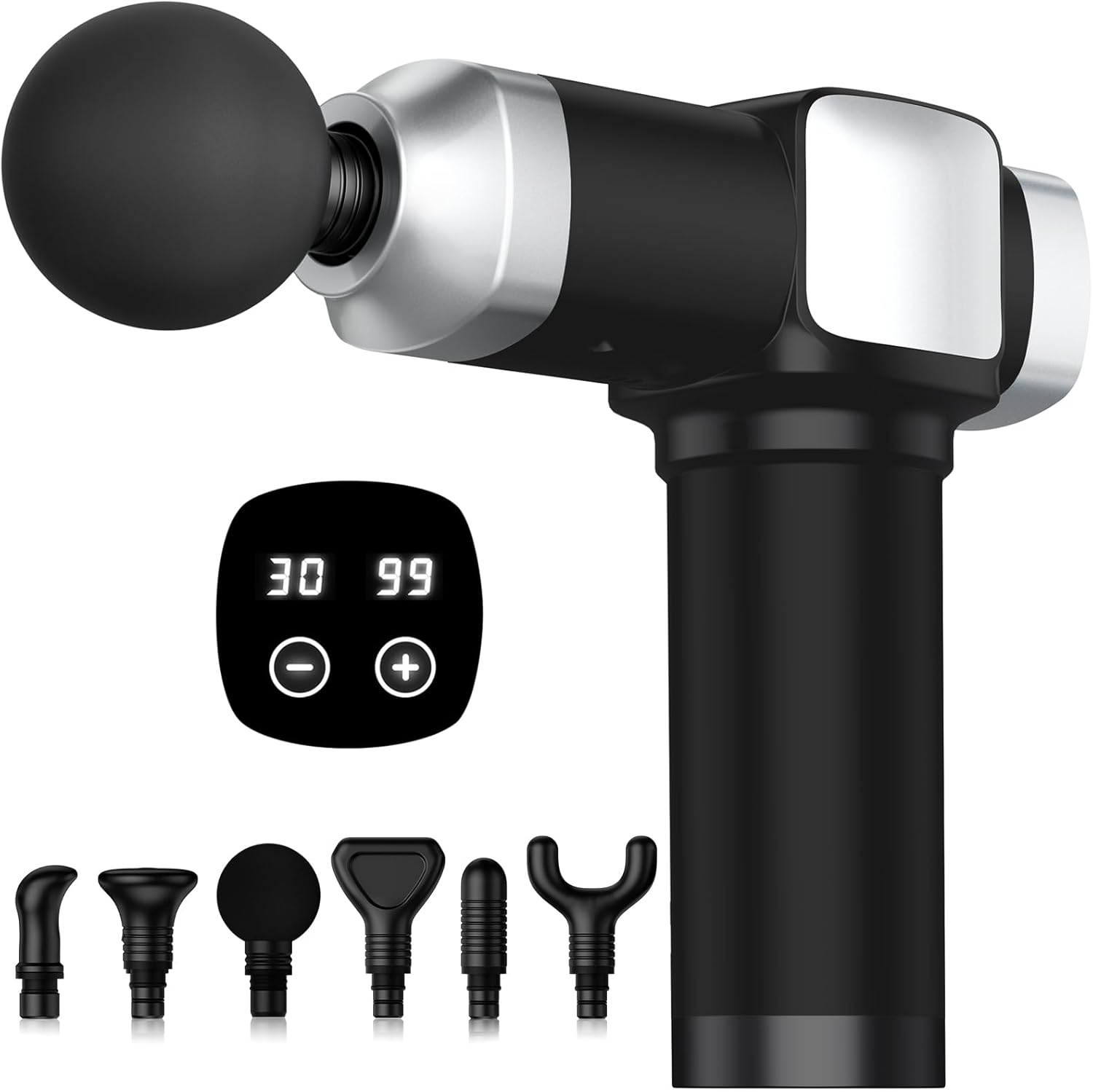 Massage Gun Deep Tissue, Portable Percussion Electric Muscle Massager for Pain Relief, Handheld Massagers with 30 Speeds & 6 Attachments for Back and Neck, Gifts for Men Women