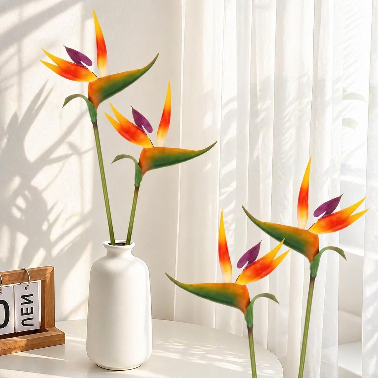 RAINFLOW Bird of Paradise Artificial Plant - 2PCS 24" UV Resistant Artificial Outdoor Plants Birds of Paradise Plant Artificial Giant Flowers for Decoration Hawaiian Party Hawaiian Flowers(Yellow)