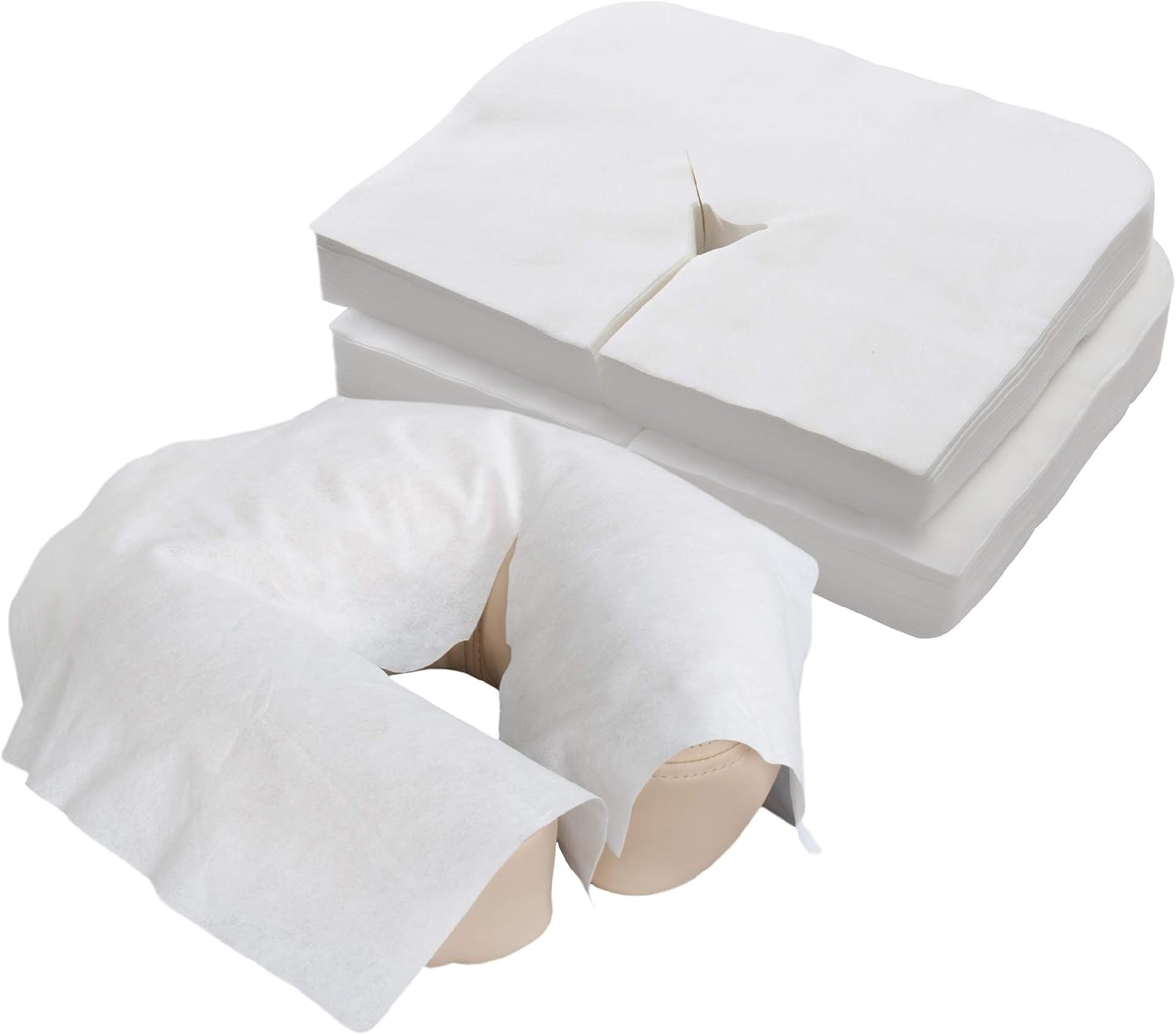EarthLite Disposable Face Cradle and Headrest Covers, 100-Pack, Medical-Grade, Ultra Soft, Luxurious, Non-Sticking for Massage Tables & Chairs, White