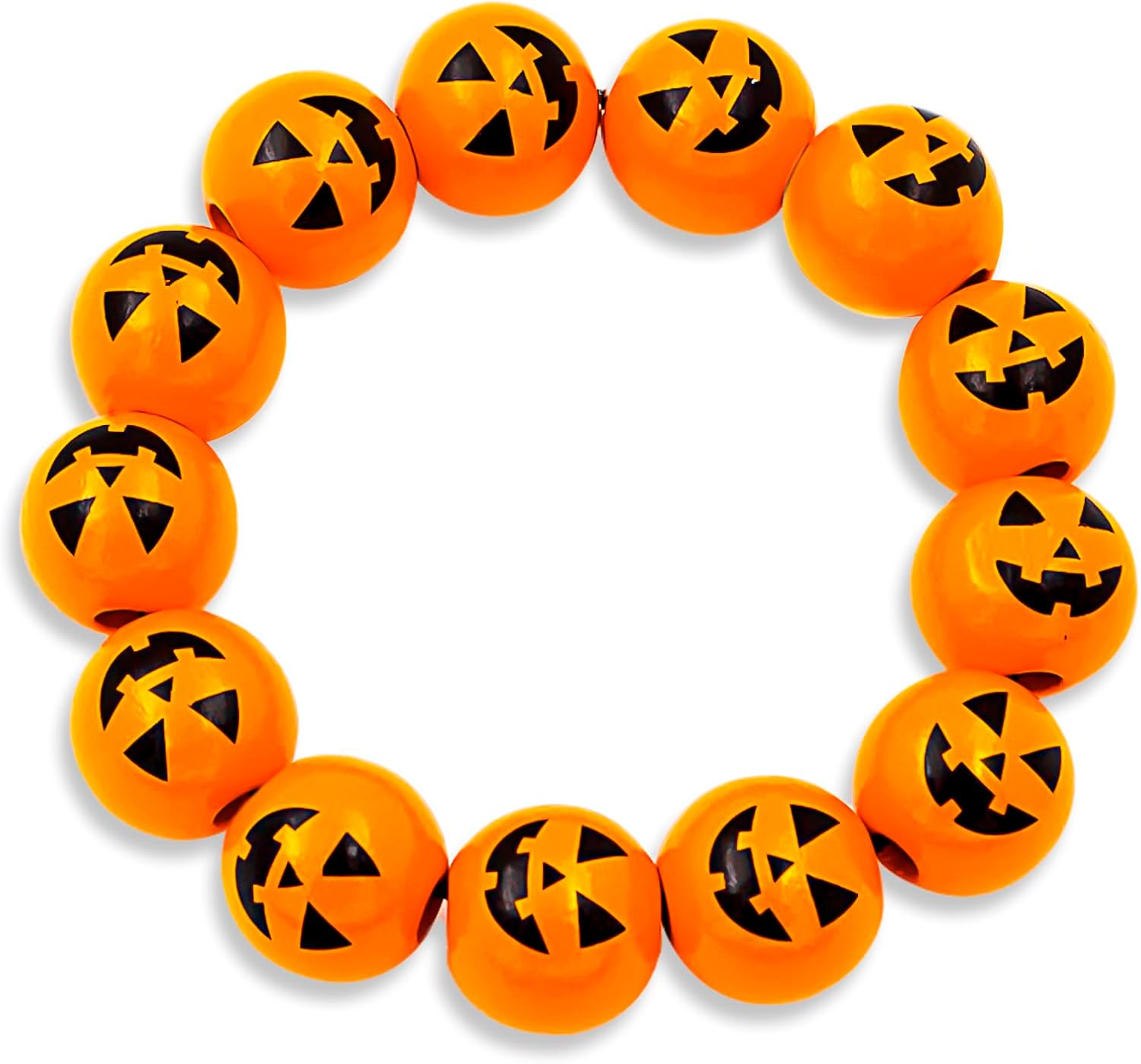 Cute Pumpkin Beaded Bracelets - Stretchable Halloween Accessory for Cosplay & Party Costume Jewelry