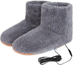 USB Heated Plush Slippers Electric Thermal Foot Warmer Women Men Washable Chargeable Heated Boots for Home Office Indoor