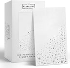 Stylish White and Silver Napkins, 100 Silver Dinner Napkins, Disposable Napkins for Party, Napkins, 7.5x 4.25 Inch Disposable Dinner Napkins, Wedding Napkins for Reception, 3Ply Fancy Paper Napkins