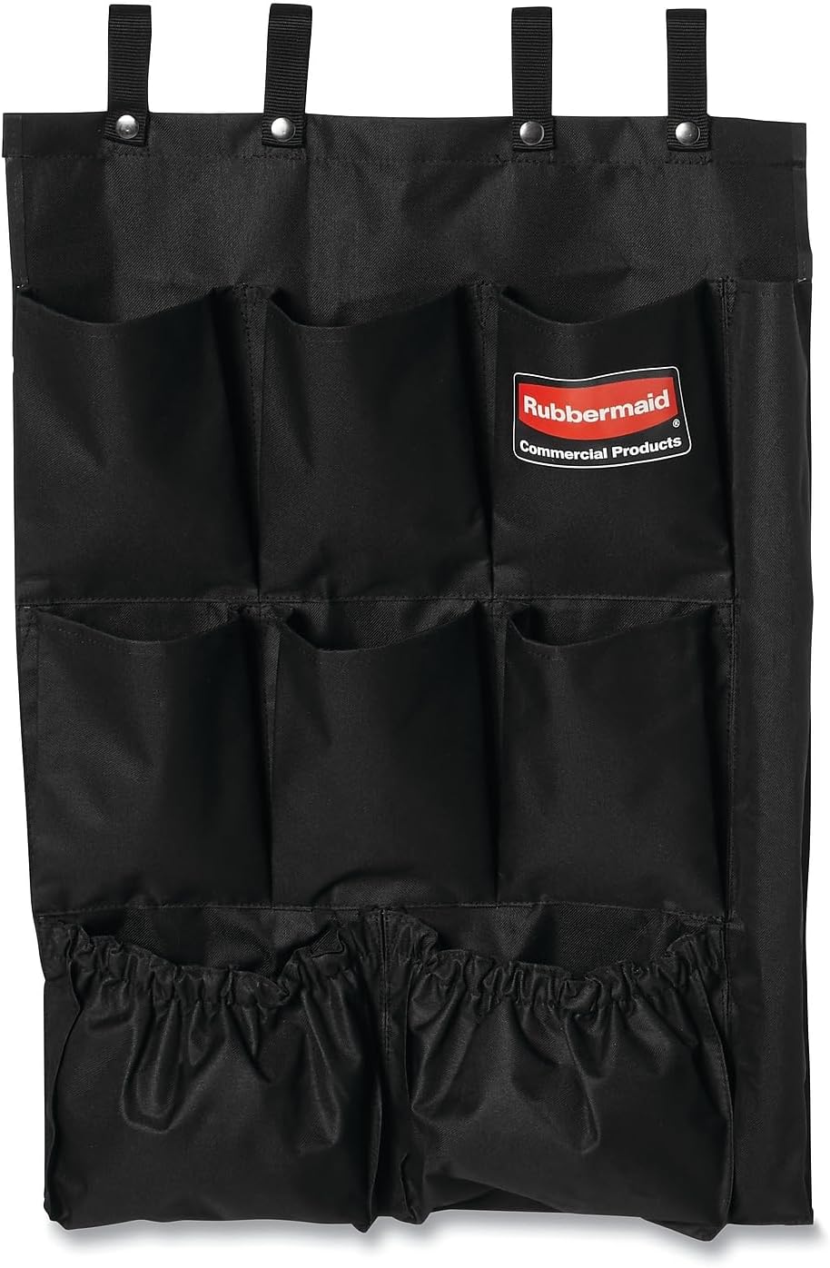Rubbermaid Commercial Products 9-Pocket Housekeeping Cart Organizer, Black, Garbage Bin Caddy for Cleaning Supplies, Compatible with Any Cart for Spray Bottles/Supplies/Brushes/Liners/Bags