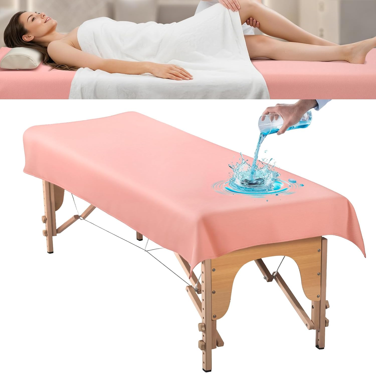 Massage Table Cover for Esthetician Beds, Reusable PU Leather Lash Bed Cover Well Protected Massage Bed in Therapy Facial Spa Tattoo Beauty Salon, Waterproof Wax Sheet Easy to Wipe Oil Stains