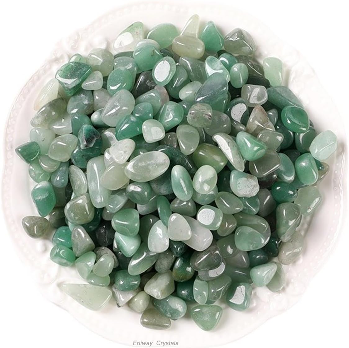 Erliway 100g Natural Green Aventurine Crystal Chips, 7-9mm Tumbled Chips Crushed Crystal Stone, Polished Crystal Chip for Fish Tank, Healing Tumbled Chip for Reiki Crystal Jewelry Making Home Décor