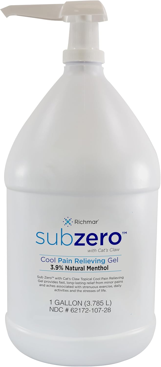 Sub Zero Cooling Pain Relief Gel, 1-Gallon Bottle with Pump - Joint Relief and Nerve Pain Relief Cream for Muscle Deep Pain Relief and Arthritis Relief