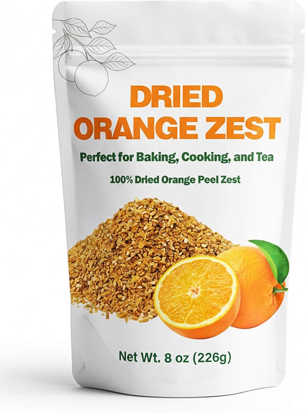 8oz Dried Orange Peel Zest - Granulated Zest for Baking, Tea, Cocktails, Spice Mix - Bold Flavor Dried Orange Peels for Chefs & Home Cooks Christmas