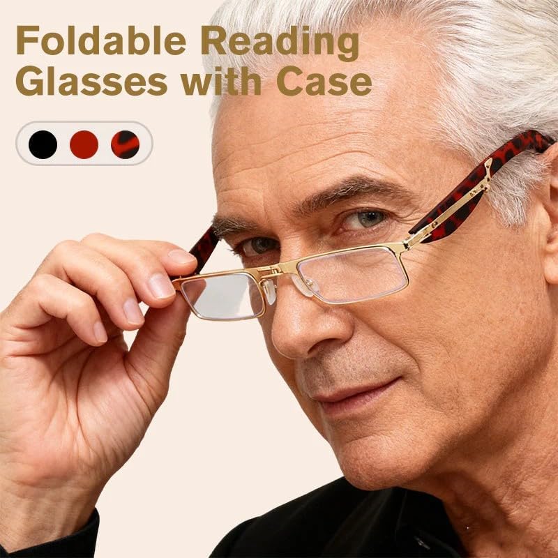 Foldable Anti-Blue Light Reading Glasses with Case, Anti Eyestrain/Glare Computer Reading Glasses for Women Men