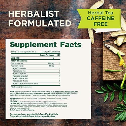 Traditional Medicinals Organic, Smooth Move Tea, Original with Senna - Helps Relieve Constipation Overnight - Kosher, Non-GMO, Caffeine-Free - 48 Tea Bags