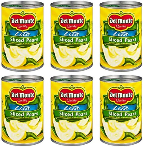 Del Monte Lite Sliced Pears (Bartlett) in Extra Light Syrup 15oz Can (Pack of 6)
