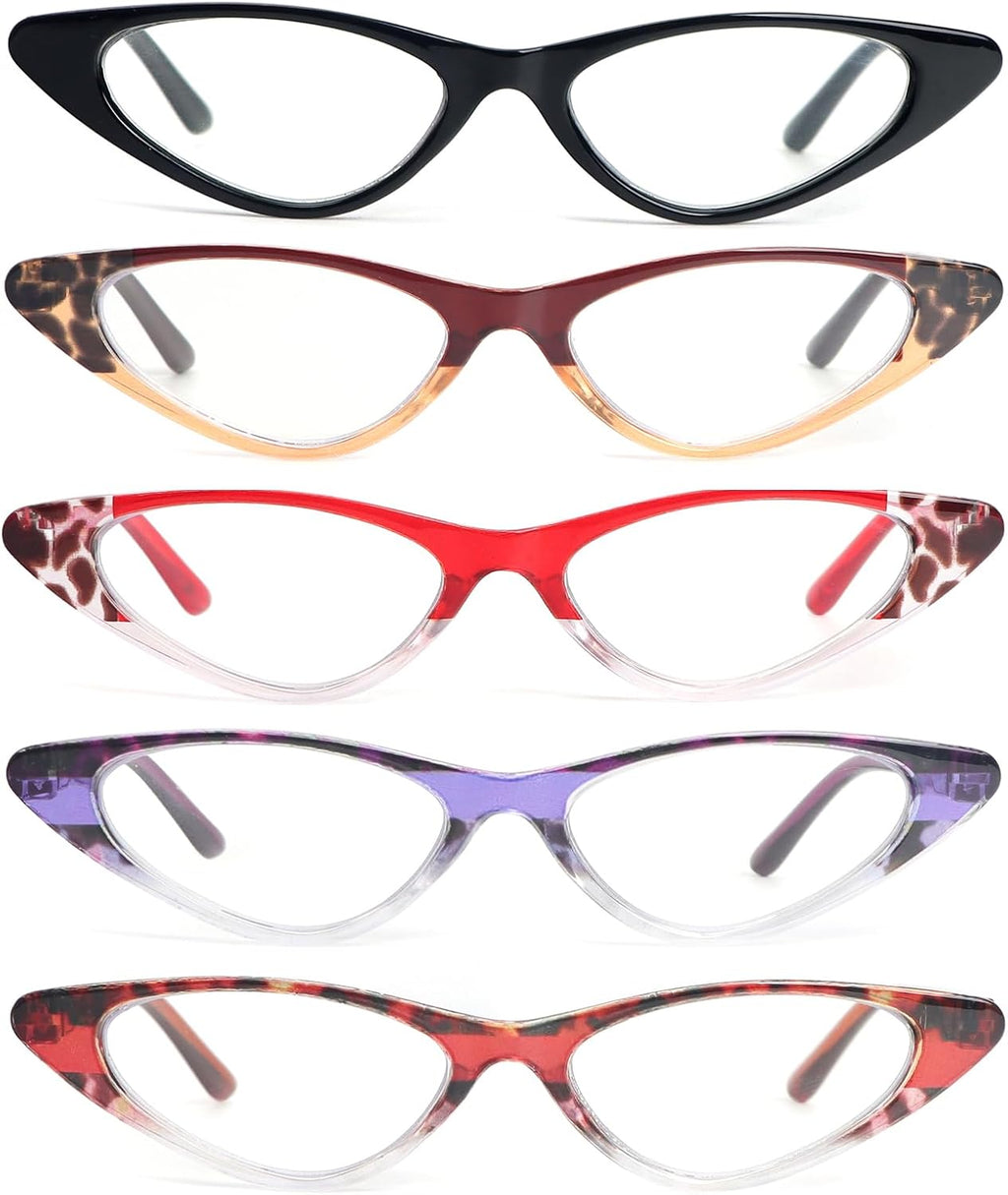 KoKoBin Cat Eye Reading Glasses for Women 5 Pairs Spring Hinge Fashion Readers Anti Blue Light Computer