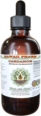 Hawaii Pharm Cardamom Alcohol-Free Liquid Extract, Cardamom (Elettaria cardamomum) Dried Seed Glycerite Natural Herbal Supplement 2 oz