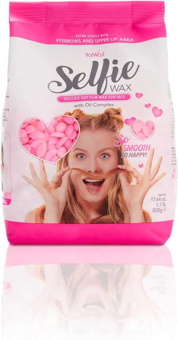 Italwax Face Selfie 500g / 1.1lb - Delicate hard wax for face with oil complex - Perfect for waxing eyebrows, upper lip and sideburns