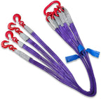 Four Leg Bridle Web Sling 5ft 6600lbs Lifting Slings with G80 Alloy Steel Grab Hooks and Adjuster Polyester Webbing Purple Rigging Straps for Safe Towing and Handling of Cargo