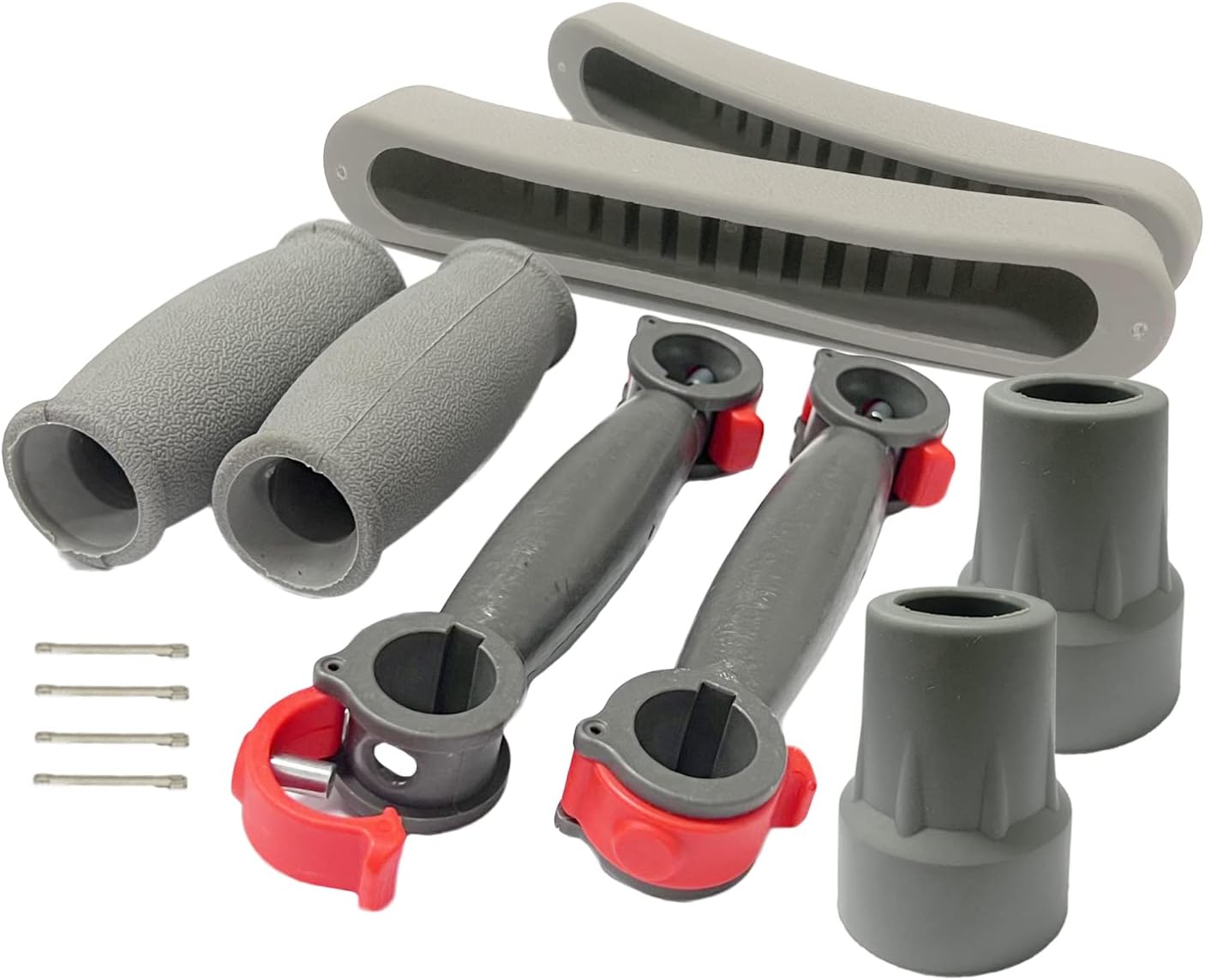 Crutch Accessory Replacement Kits, Includes Crutch Hand Grip, Underarm Crutch Pad and Feet Tips for Elderly Disabled, Gray, 6 Pcs