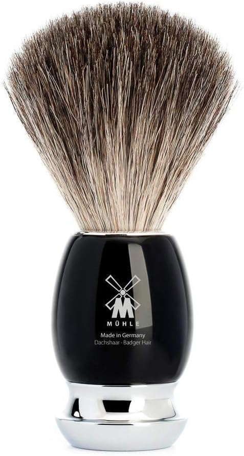 MÜHLE VIVO Black Resin Pure Badger Shaving Brush - Luxury Shave Brush for Men, Rich Lather