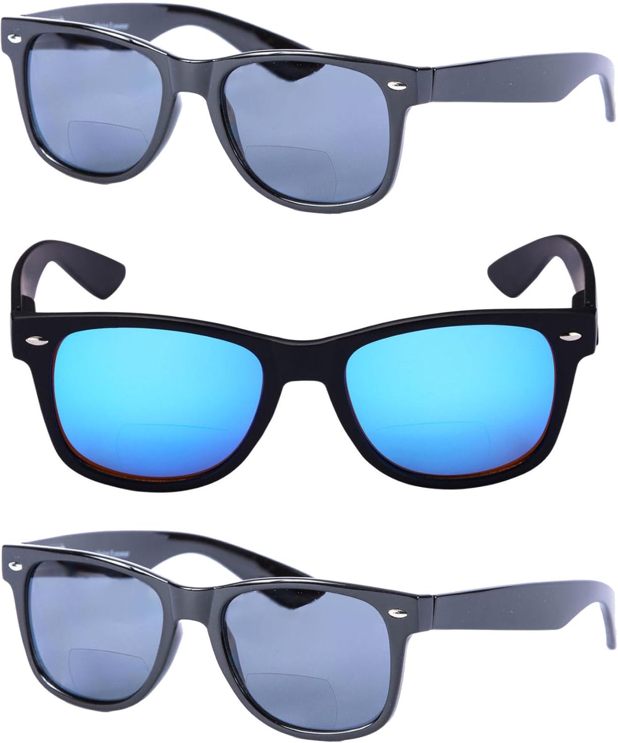 Mass Vision Bifocal Reading Sunglasses for Men and Women - Outdoor Sun Readers with Spring Hinges & UV400 Protection (3 pack)