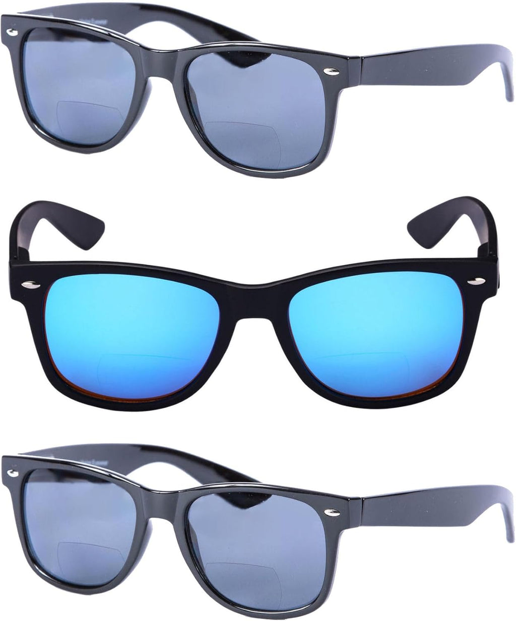 Mass Vision Bifocal Reading Sunglasses for Men and Women - Outdoor Sun Readers with Spring Hinges & UV400 Protection (3 pack)