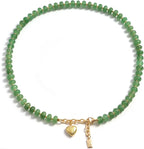 Boho Gemstone Beaded Necklace for Women – Colorful Natural Stone Choker 18K Solid Heart-Shaped Pendant, Summer Beach Jewelry
