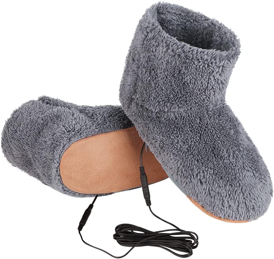 ITODA USB Heating Booties Electric Heated Foot Warmers Slippers Office Home Under Desk Watching TV Warmth Bed Sleeping Travel Unisex Shoes for Men and Women