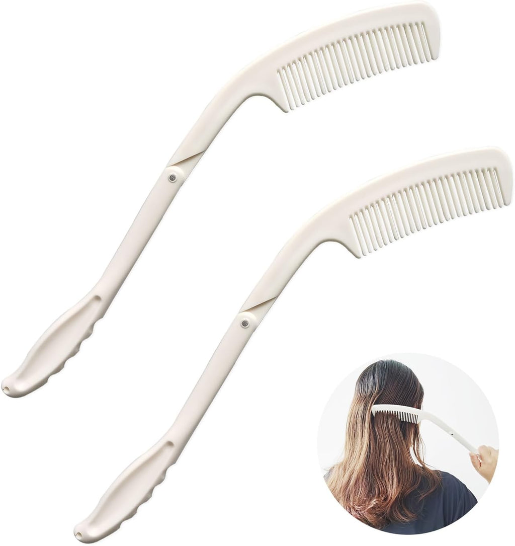 Foldable Long Handled Comb (2PK) - Long Reach Handle Combs Hair for Elderly and Disabled Arthritis People Limited Mobility