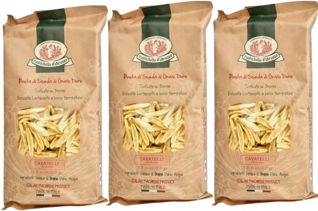 Rustichella d'Abruzzo Cavatelli, Hand-Carved Pasta, Perfect for Soup & Ragù, Classic Durum Wheat from Italy, 500g, 3-Pack