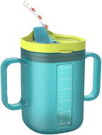 Spill Proof Sippy Cups for Seniors & Adults -10.2oz(300ml) Non-Spill Cups with 2 Handles & Straw Lid, Elderly Drinking Cups for Patients, Disabled, Pregnant Women, Dishwasher Safe (Blue)