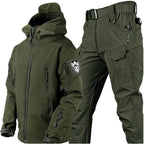 Men Two Piece Ski Suit Set, Mens Winter Waterproof Windproof Hooded Snow Coat 2 Pieces Snowboarding Snowsuits