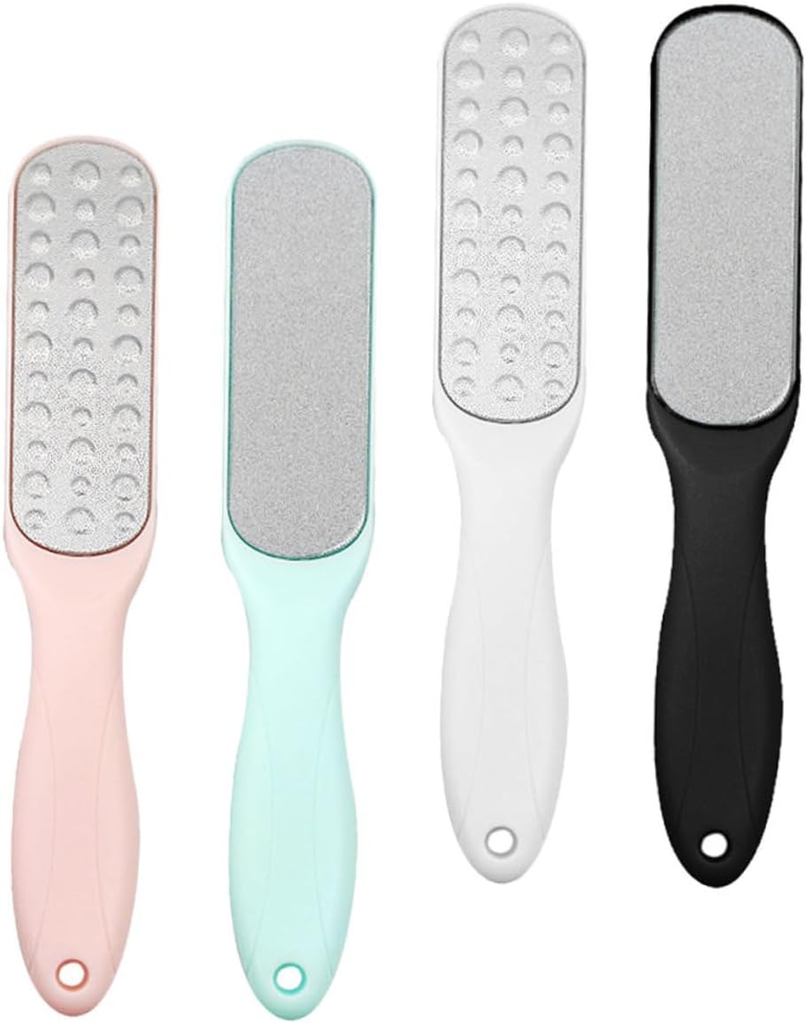 FRCOLOR 4pcs Double-Sided Pedicure Foot Files Stainless Steel Callus Removers for Smooth Feet Dead Skin Removal Tool for Men and Women Home Care Kit