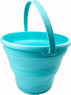 SAMMART 10L (2.6 Gallon) Collapsible Plastic Bucket - Foldable Round Tub - Portable Fishing Water Pail - Space Saving Outdoor Waterpot, Size 33cm Dia (Jade)