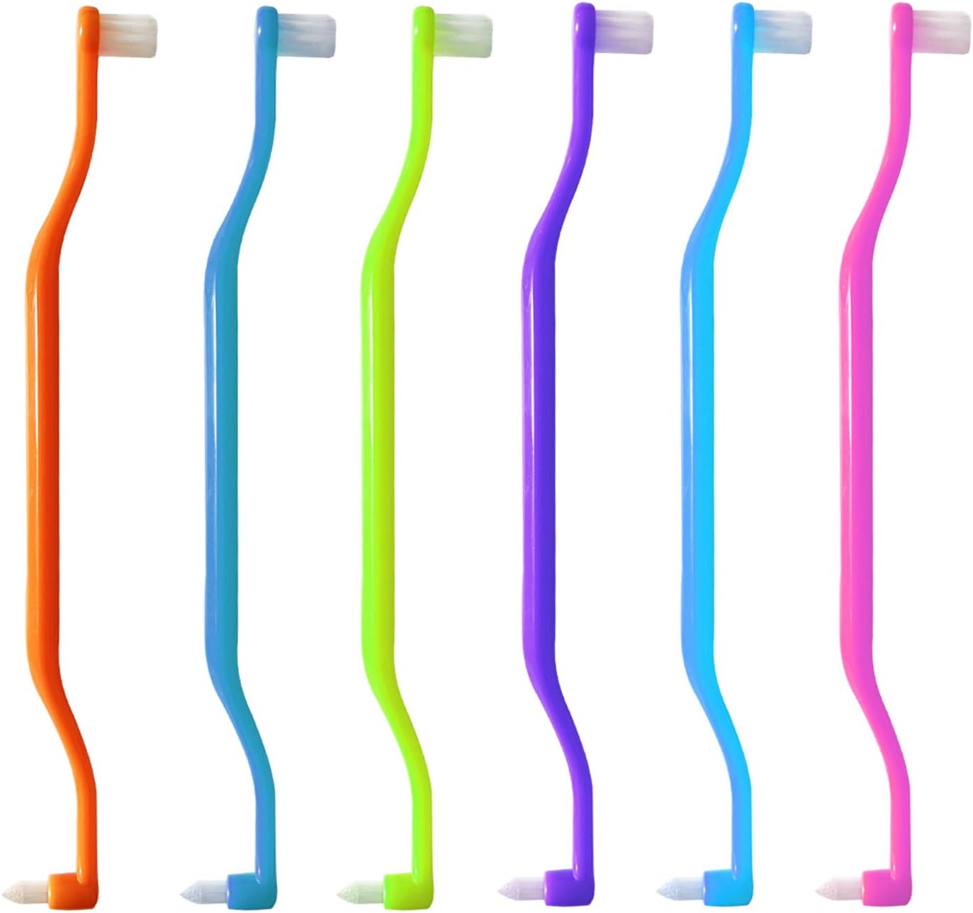 FRUTA 6pcs Two in One Double Head Interdental Interspace Brush Wisdom Teeth Brush Orthodontic Toothbrush for Braces