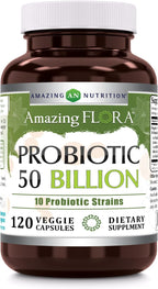 Probiotic 50 Billion with 10 Probiotics Strains Supplement | Veggie Capsules | Non-GMO | Gluten-Free | Made in USA (120 Count, 1 Pack)