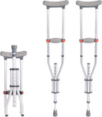 1 Pair Folding Aluminum Underarm Crutches for Adults and Teenager, 8 Adjustable Height for 4'7" to 6'7", 300 LBS Capacity Lightweight Adjustable Crutches with Underarm Pads, Great for Travel or Work