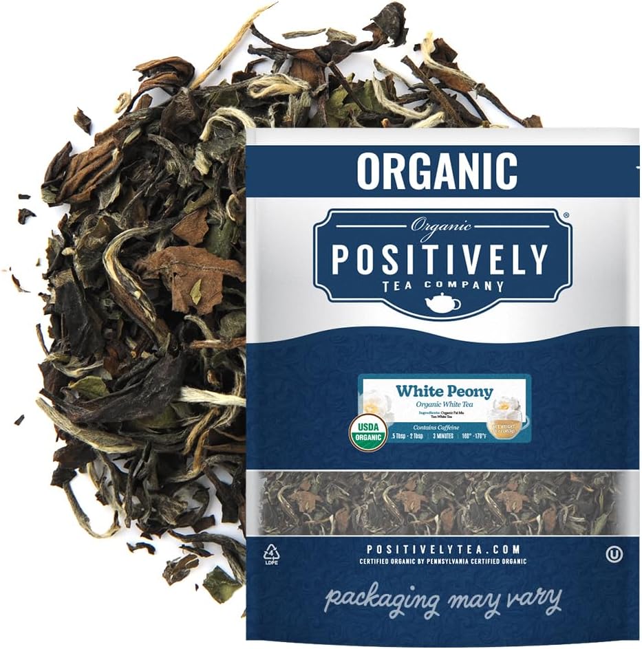 Organic Positively Tea Company, White Peony White Tea, Loose Leaf, 16 Ounce