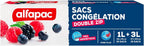 alfapac - Unisex Double Zip Freezer Bags - Airtight & Reusable - Made in France - Certified Origin France Guarantee - Protectors & Preservatives - 15 x 1L & 15 x 3L