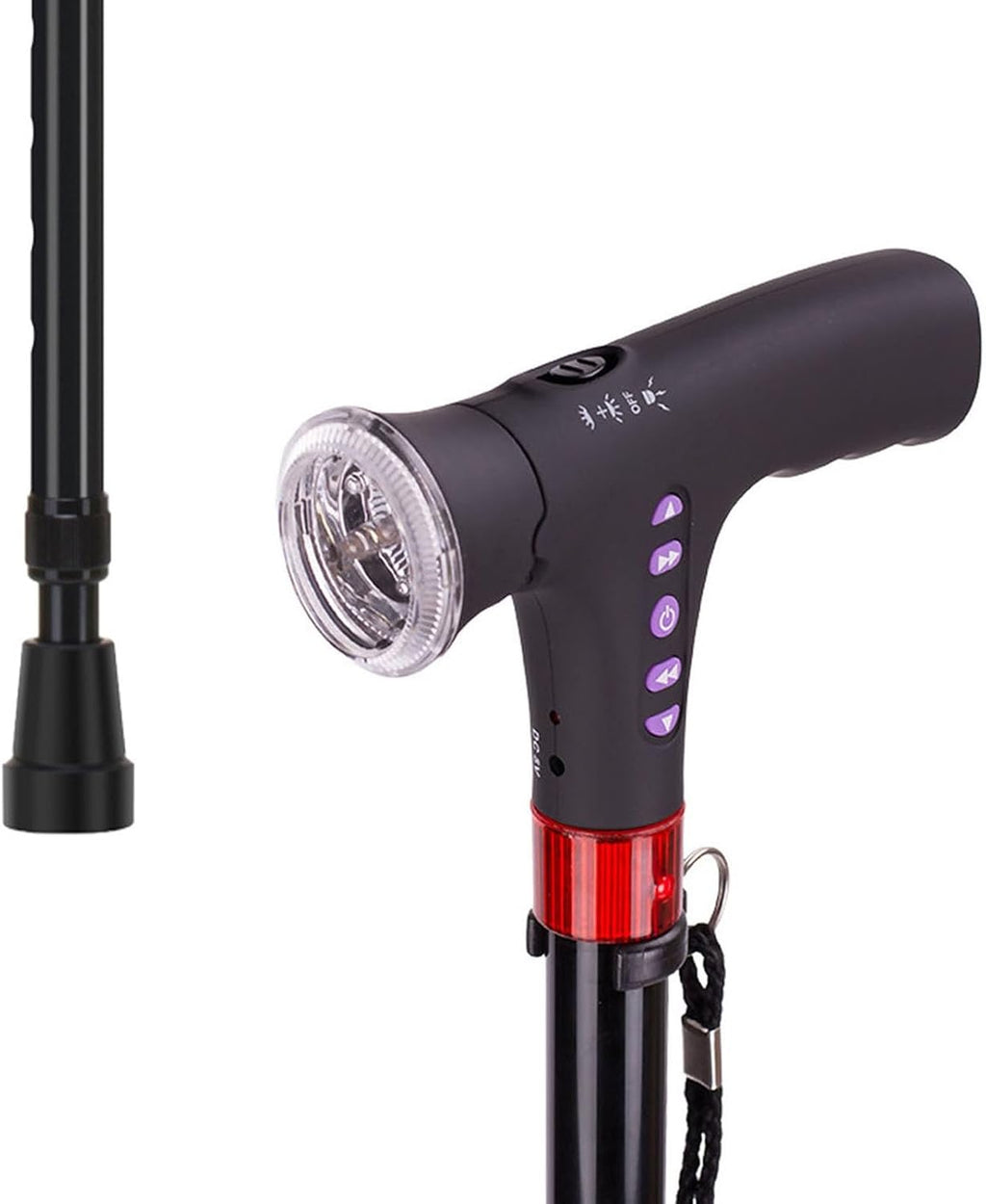 97cm/38in Folding Cane, 10-Level Adjustable Height Walking Stick, Lightweight Portable Cane with LED Charge Flashlight(A,96.5cm/38in)