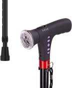97cm/38in Folding Cane, 10-Level Adjustable Height Walking Stick, Lightweight Portable Cane with LED Charge Flashlight(A,96.5cm/38in)