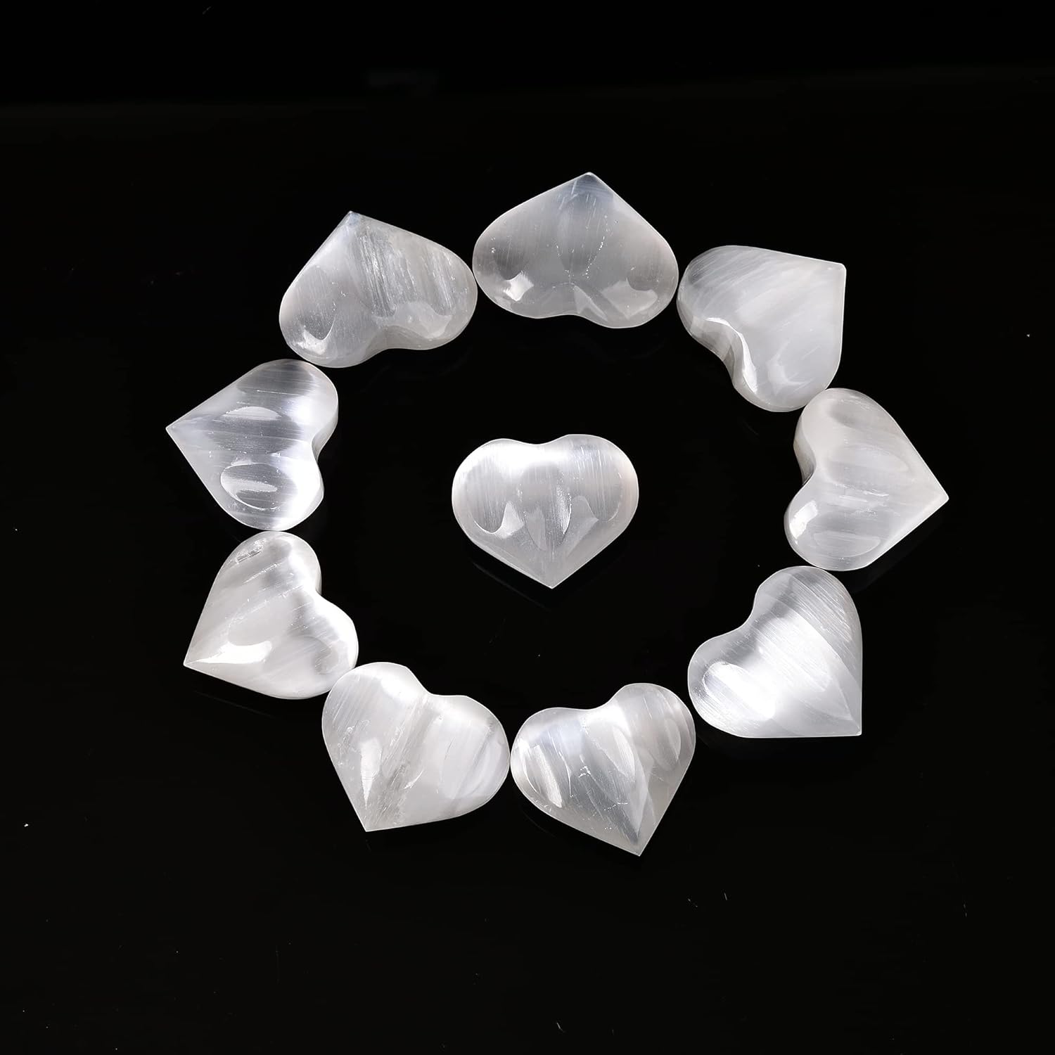JIC Gem 1.4-1.6" Natural Unique White Selenite Heart Stone Healing Crystal Heart Rock Engraved Heart Decoration Heart Shape Crystal Set of 10 Wholesale Frome Morocco