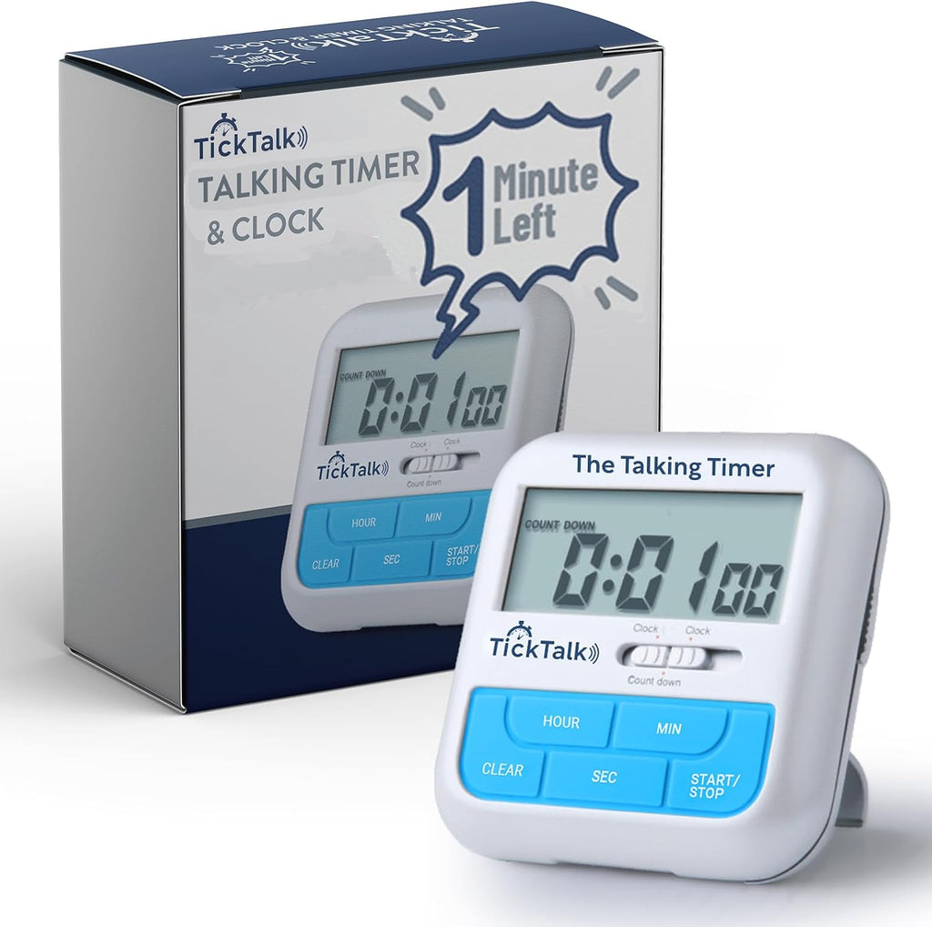 Talking Timer, Visual Timer Alternative, & Digital Clock Voice Countdown Announcements Every Hour/10 Min/1 Min | Cooking, Kids/Adults, Workouts, Classroom & ADHD and ADD Time Management.