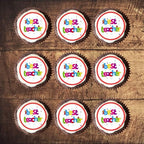 Best Teacher Edible Cupcake Toppers – Colourful Thank You Cake Decorations for Schools & Teacher Appreciation – 24 x 4cm/1.5 Inch Discs (UNCUT)