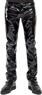 Men`s Patent Leather Pants Punk Style Skinny Tight Straight Pants Night Club Trousers