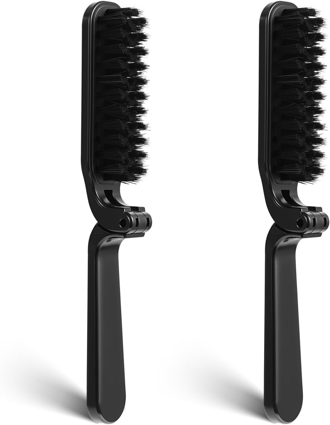 Travel Folding Pocket Brush Boar Bristle Hair Brushes Foldable Anti-Static Compact Beard Brushes for Men and Women, Mustache Brush Portable Pocket Styling Tool for Thin And Thick Hair, 2PCS