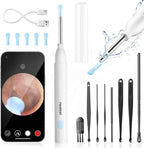 Ear Wax Removal- Earwax Remover Tool with 1296P HD Camera, Ear Canal Cleaner with 6 LED Lights 8 Different Rechargeable Ear Cleaning Kit, Smart Ear Camera for iOS & Android (White)