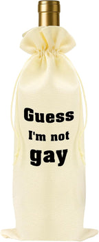 ZuEiiDop Funny Bachelor Party Decorations Favors Guess I'm Not Gay Wine Bag for Groom to Be Wedding Engagement Gifts for Men Him Groom to Be Gifts Wedding Engagement Bachelor Party Supplies